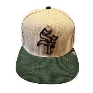 NWOT Dvniel Luu OG SF Strength in Faith snapback hat cream/ green corduroy OS